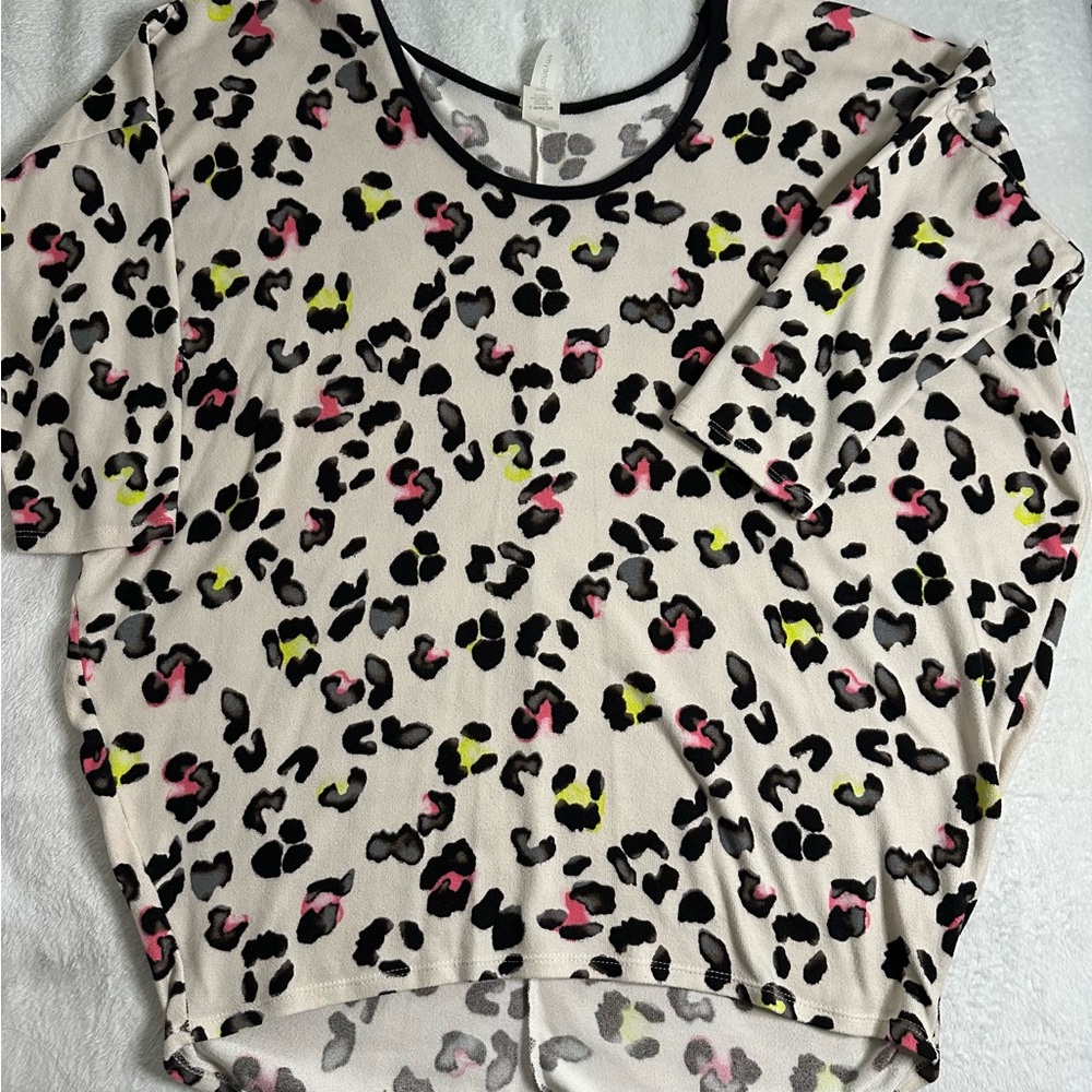 Honeyme Leopard Print Blouse - Pink, Yellow, Black